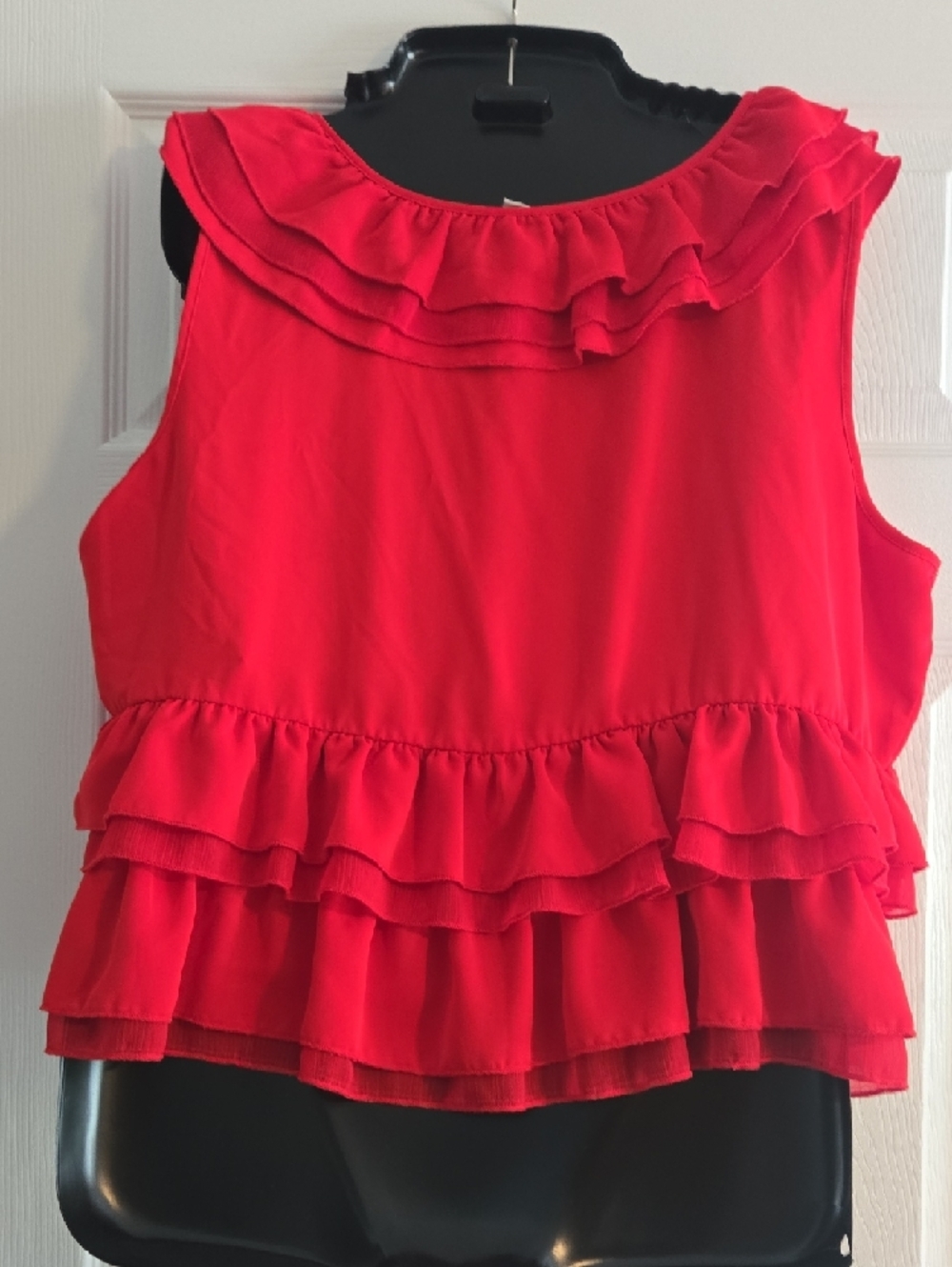 Cato Red Ruffle Tie-Front Topper - Picture 3 of 6